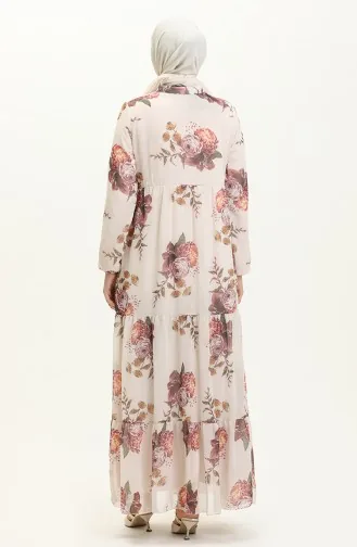 Floral gemustertes Chiffonkleid 81842-01 Beige 81842-01