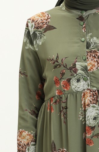 Floral gemustertes Chiffonkleid 81842-02 Khaki 81842-02