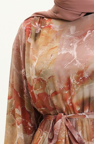 Robe Mousseline à Motifs 7319-01 Beige 7319-01