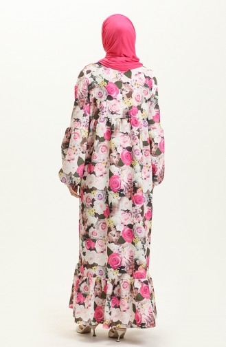 Gerafftes Kleid mit Blumenmuster 1857-01 Rosa 1857-01