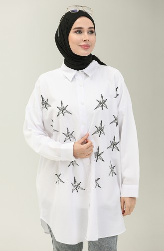 Printed Shirt Tunic 0126-02 white 0126-02
