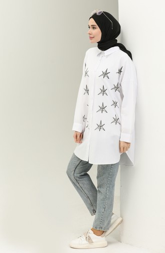 Printed Shirt Tunic 0126-02 white 0126-02