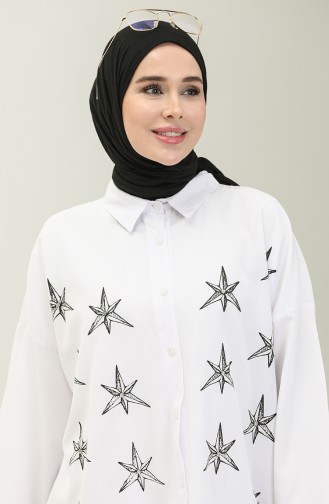 Printed Shirt Tunic 0126-02 white 0126-02