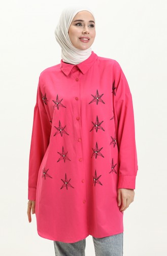 Printed Shirt Tunic 0126-03 Fuchsia 0126-03