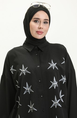 Printed Shirt Tunic 0126-04 Black 0126-04