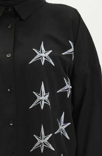 Printed Shirt Tunic 0126-04 Black 0126-04
