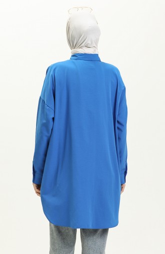 Printed Shirt Tunic 0126-05 Indigo 0126-05