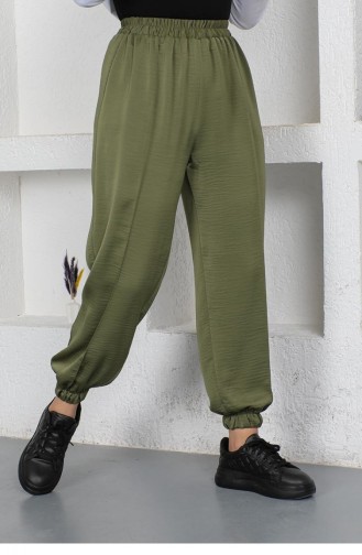 Beli Ve Paçası Lastikli Pantolon Haki