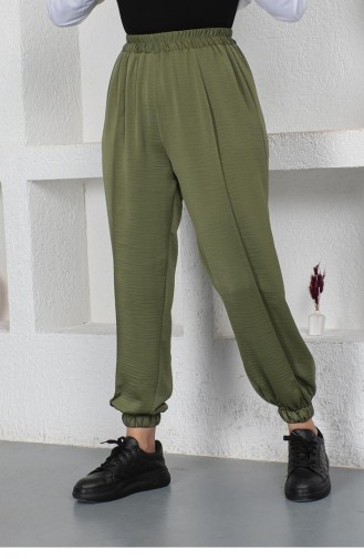Beli Ve Paçası Lastikli Pantolon Haki