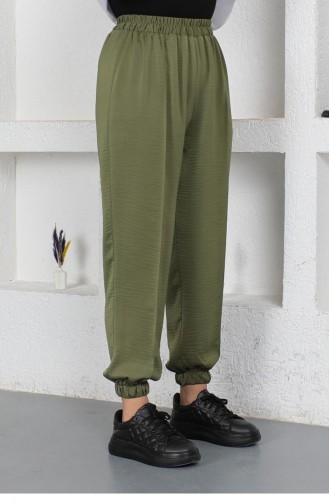 Beli Ve Paçası Lastikli Pantolon Haki