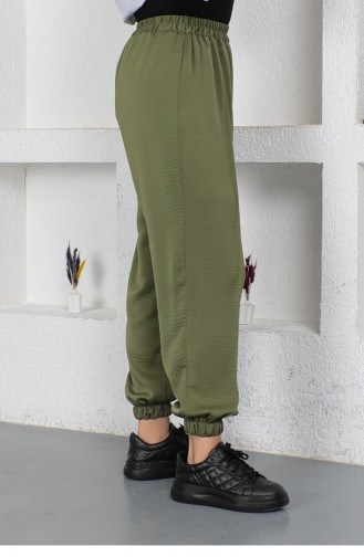 Beli Ve Paçası Lastikli Pantolon Haki