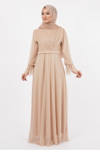 Mink Hijab Evening Dress 14419