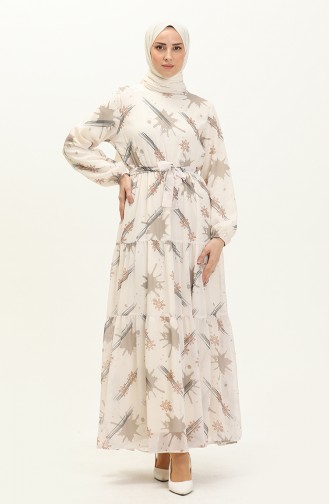Gerafftes Chiffonkleid 7002-06 Beige 7002-06