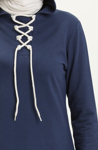 Lace-up Sweatshirt 3030-11 Indigo 3030-11