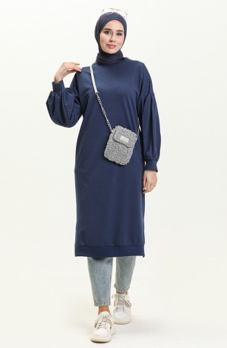 Balloon Sleeve Long Tunic 3031-07 Indigo 3031-07