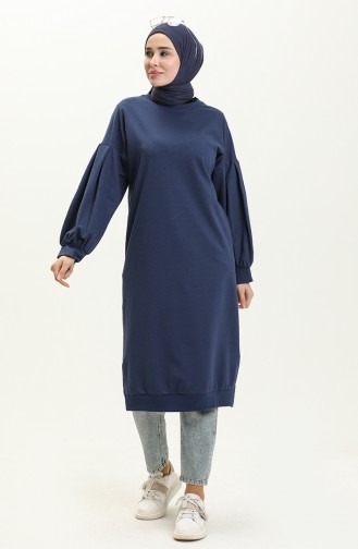 Balloon Sleeve Long Tunic 3031-07 Indigo 3031-07