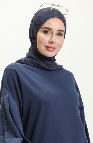 Balloon Sleeve Long Tunic 3031-07 Indigo 3031-07