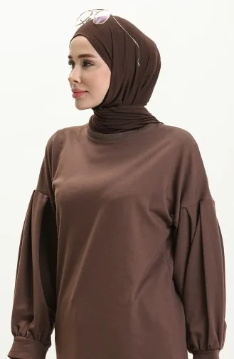 تونيك طويل بأكمام بالون 3031-03 بني 3031-03