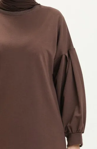 تونيك طويل بأكمام بالون 3031-03 بني 3031-03