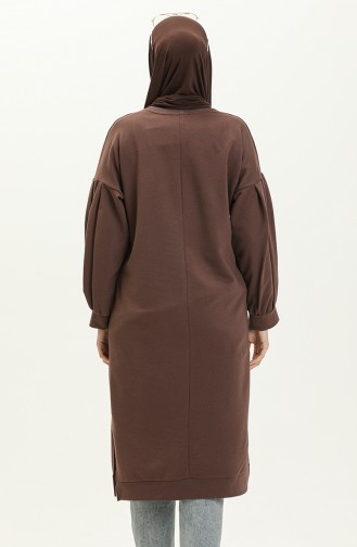 Balloon Sleeve Long Tunic 3031-03 Brown 3031-03