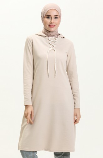 Bağcıklı Sweatshirt 3030-14 Kemik