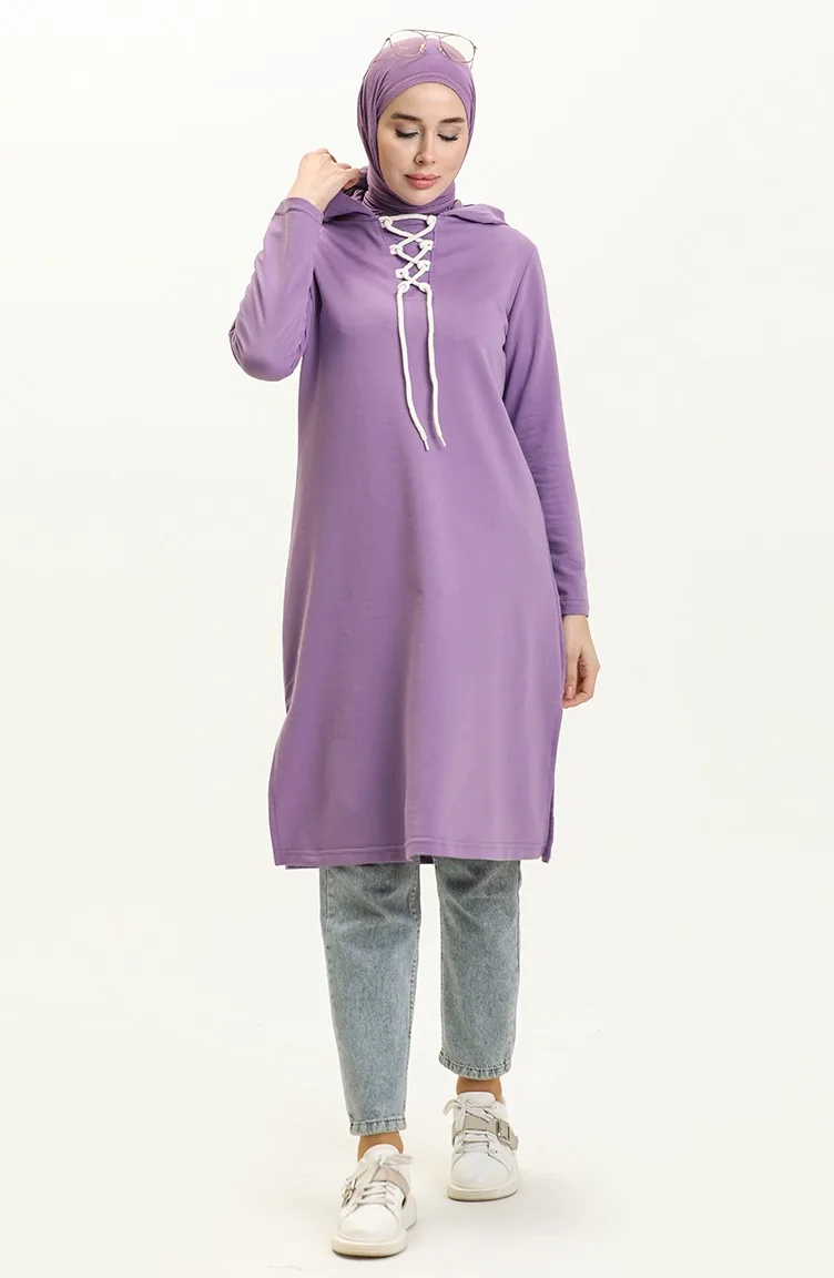 Sweatshirt mit Schnürung 3030-17 Flieder 3030-17