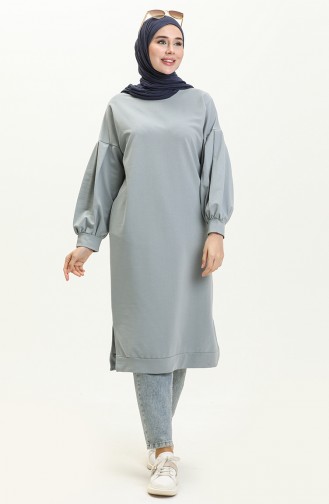 Lange Tunika mit Ballonärmeln 3031-08 Schimmel Blau 3031-08