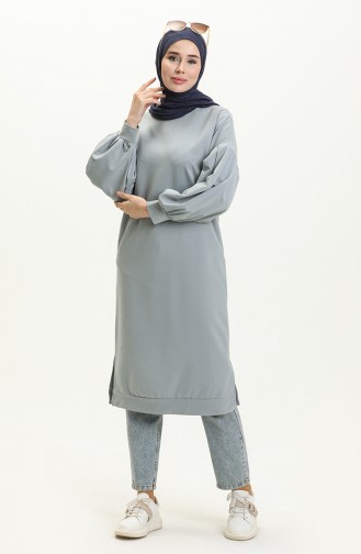 Lange Tunika mit Ballonärmeln 3031-08 Schimmel Blau 3031-08