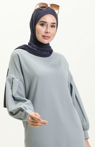 Lange Tunika mit Ballonärmeln 3031-08 Schimmel Blau 3031-08