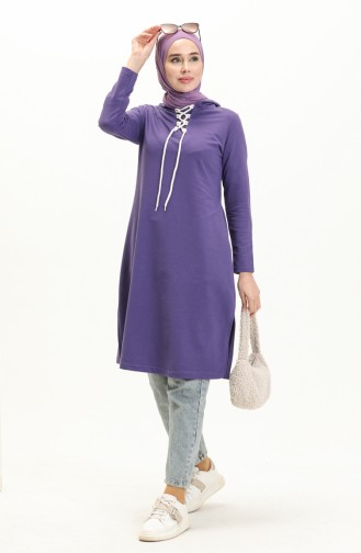 Lace Up Sweatshirt 3030-06 Purple 3030-06