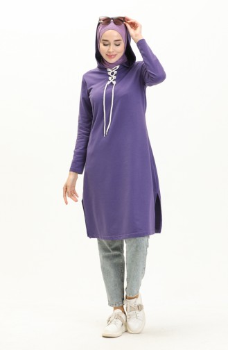 Lace Up Sweatshirt 3030-06 Purple 3030-06