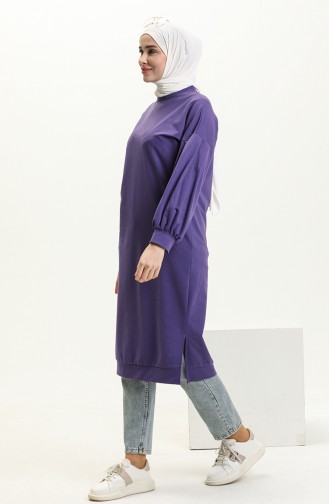 Balloon Sleeve Long Tunic 3031-05 Purple 3031-05