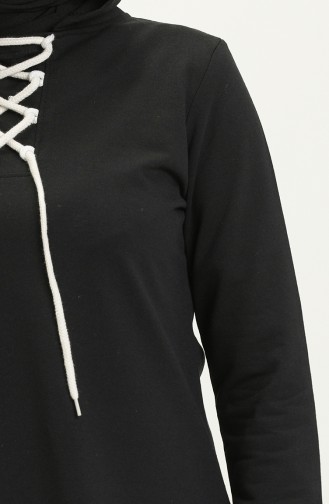 Sweatshirt mit Schnürung 3030-01 Schwarz 3030-01