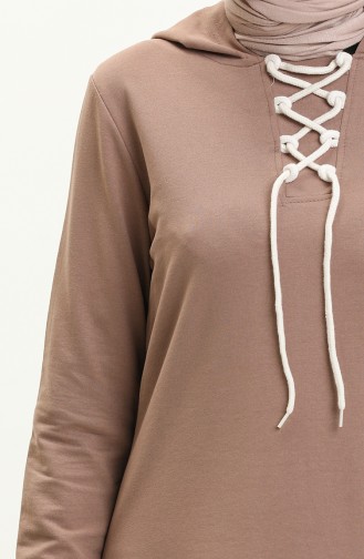 Lace Up Sweatshirt 3030-10 Coffee with milk 3030-10