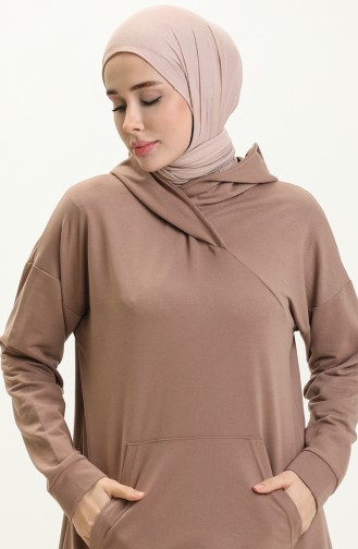Kanguru Cepli Spor Tunik 3032-07 Sütlü kahve