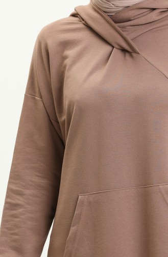 Kanguru Cepli Spor Tunik 3032-07 Sütlü kahve