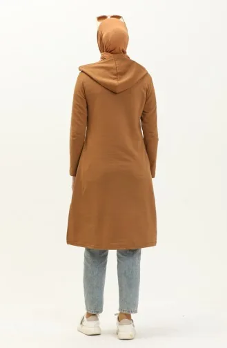 Bağcıklı Sweatshirt 3030-07 Taba