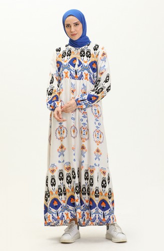 Printed Linen Dress 4103-01 white Saxe 4103-01