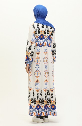 Printed Linen Dress 4103-01 white Saxe 4103-01