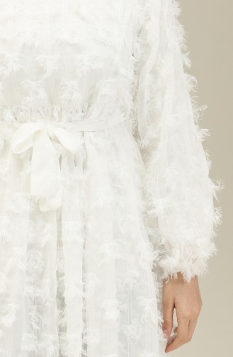 Fringed Belted Dress 7001-02 white 7001-02