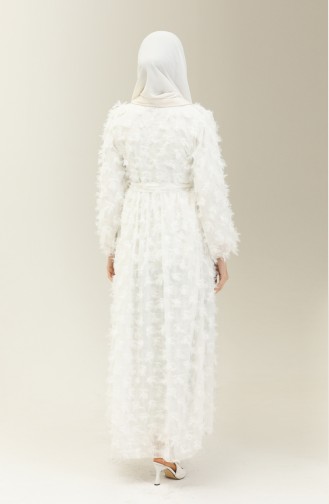 Fringed Belted Dress 7001-02 white 7001-02