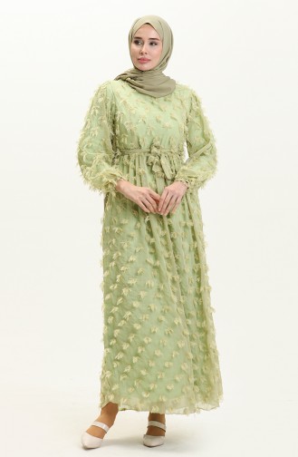 Fringed Belted Dress 7001-05 Pistachio Green 7001-05