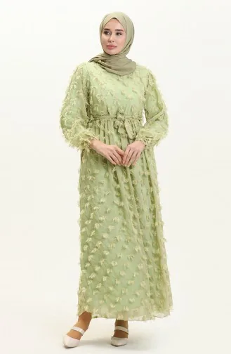Fringed Belted Dress 7001-05 Pistachio Green 7001-05
