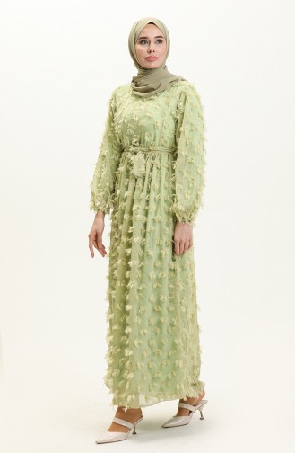 Fringed Belted Dress 7001-05 Pistachio Green 7001-05