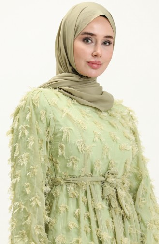 Fringed Belted Dress 7001-05 Pistachio Green 7001-05