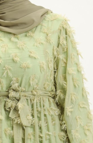 Fringed Belted Dress 7001-05 Pistachio Green 7001-05