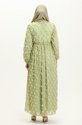 Fringed Belted Dress 7001-05 Pistachio Green 7001-05