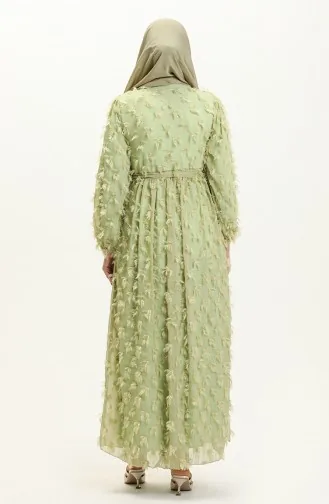 Fringed Belted Dress 7001-05 Pistachio Green 7001-05