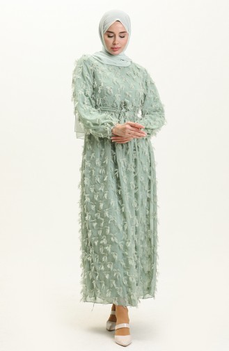 Fringed Belted Dress 7001-06 Almond Green 7001-06