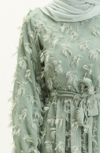 Fringed Belted Dress 7001-06 Almond Green 7001-06